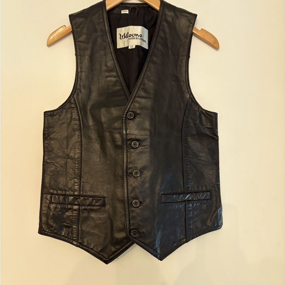Wilson Leather Vintage Black Leather Vest